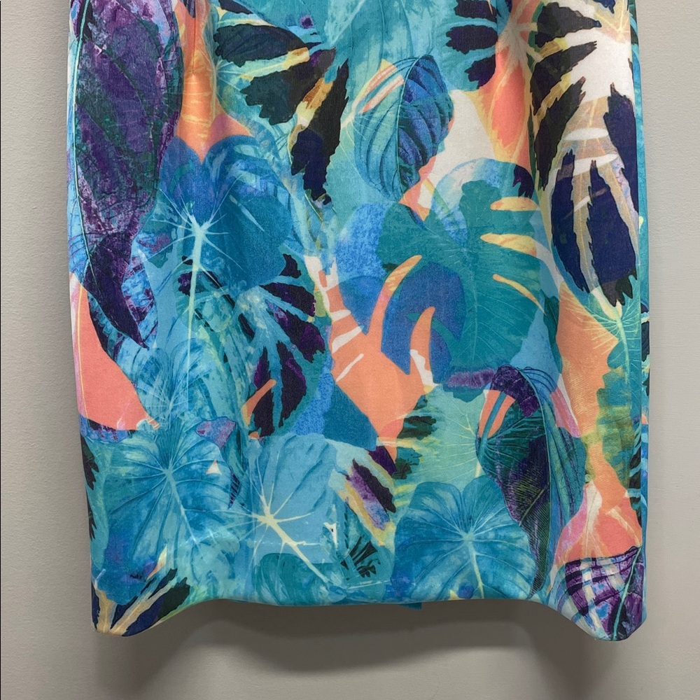 NWT Gianni Bini Addison Strapless Tropical Floral Dress Mint Seafoam / Peach S - Picture 4 of 16